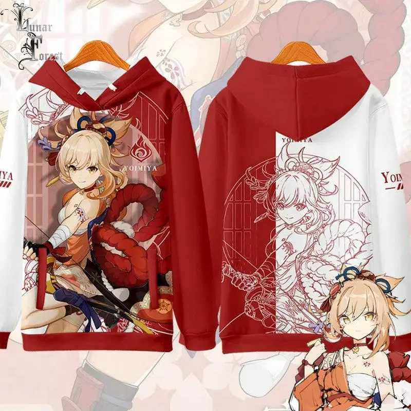 

mens clothes Genshin Impact Yoimiya 3D Printing Men/Women Game Hoodies Sweatshirt Long Sleeves Pollover Plus Size Men-Clothes