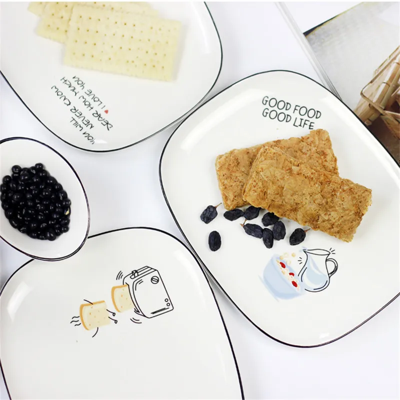

1Pce Nordic Style Ceramic Serving Plates Unique Fruit Salad Cake Dessert Plate Creative Western Letter Dish Breakfast Plate