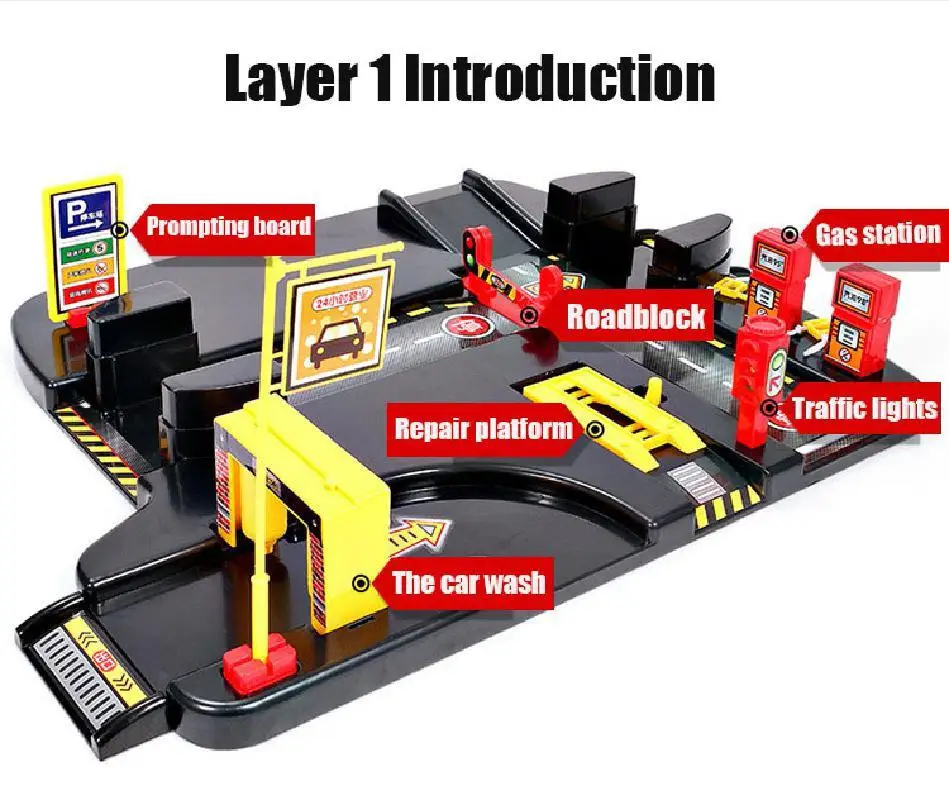 Детская парковка большой электрический лифт Многоэтажный сборный гоночный трек
