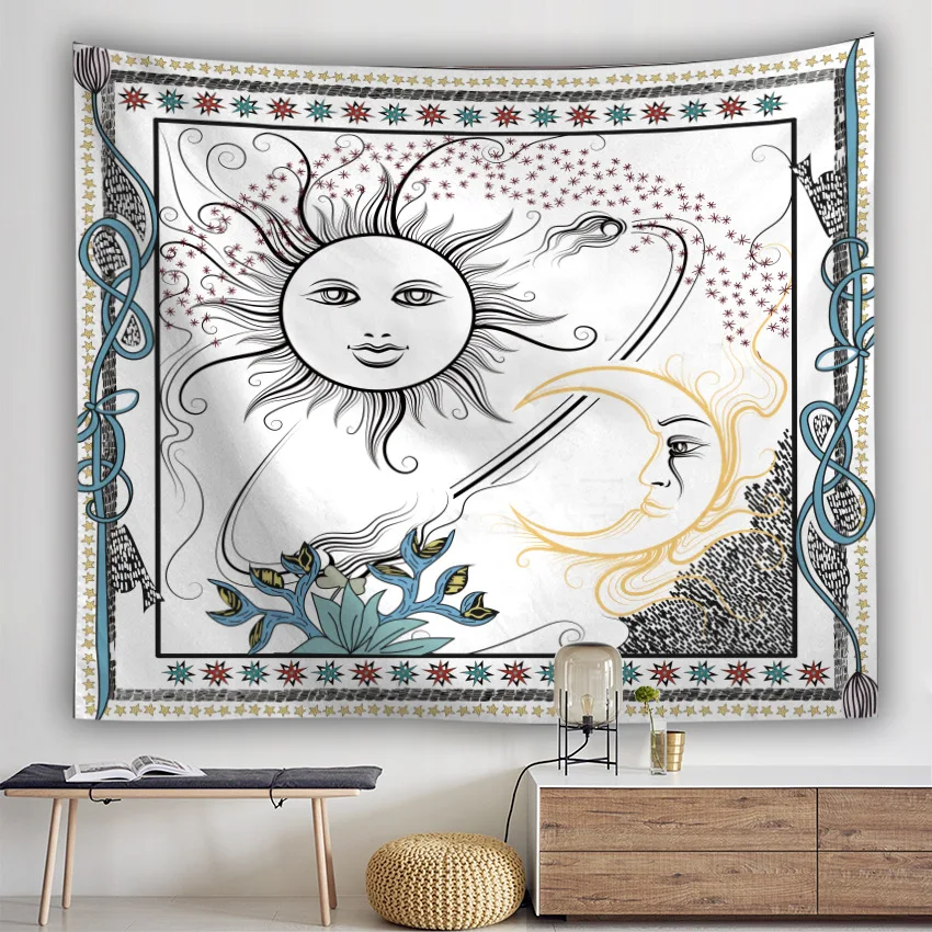 

Yaapeet Psychedelic Tapestry Wall Hanging Lil Peep White Black Sun And Moon For Bedroom Art Gossip Hippie Rug Dorm Decor Blanket