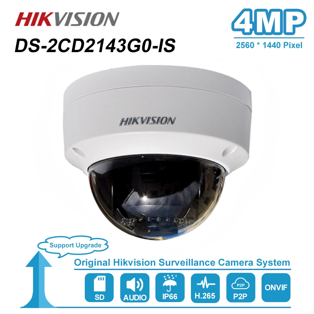 Hikvision 4MP купольная IP камера с аудио PoE слот для sd карты открытый IP67 ночное видение