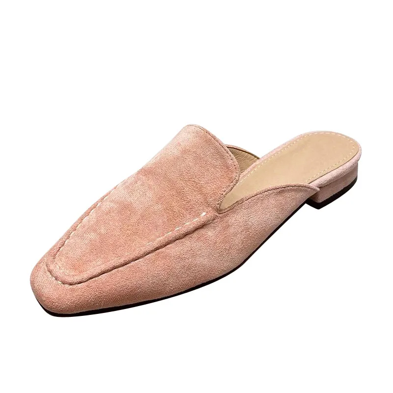 

2021 Women Slippers Flat Heel Mules Slides Shoes Woman Fashion Candy Color Slip On Flats Slippers Casual Loafer Dress Shoes