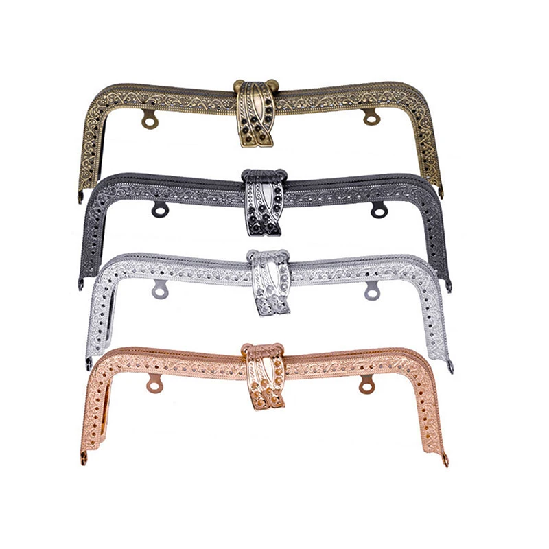 

Металлический каркас для кошелька 20 см, клатч, аксессуары, металлический каркас, застежка, ручка, бронзовое тиснение, M-образная фурнитура для сумок