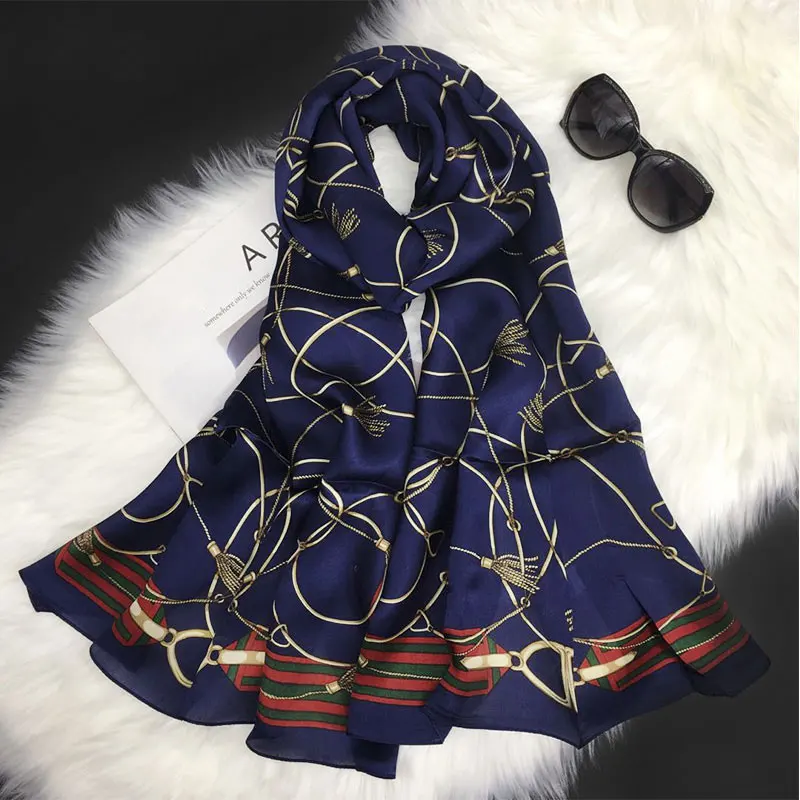 

2021 luxury summe 100% Real silk scarf women shawls and wraps print pashmina soft winter scarves femme hijab headband bandana