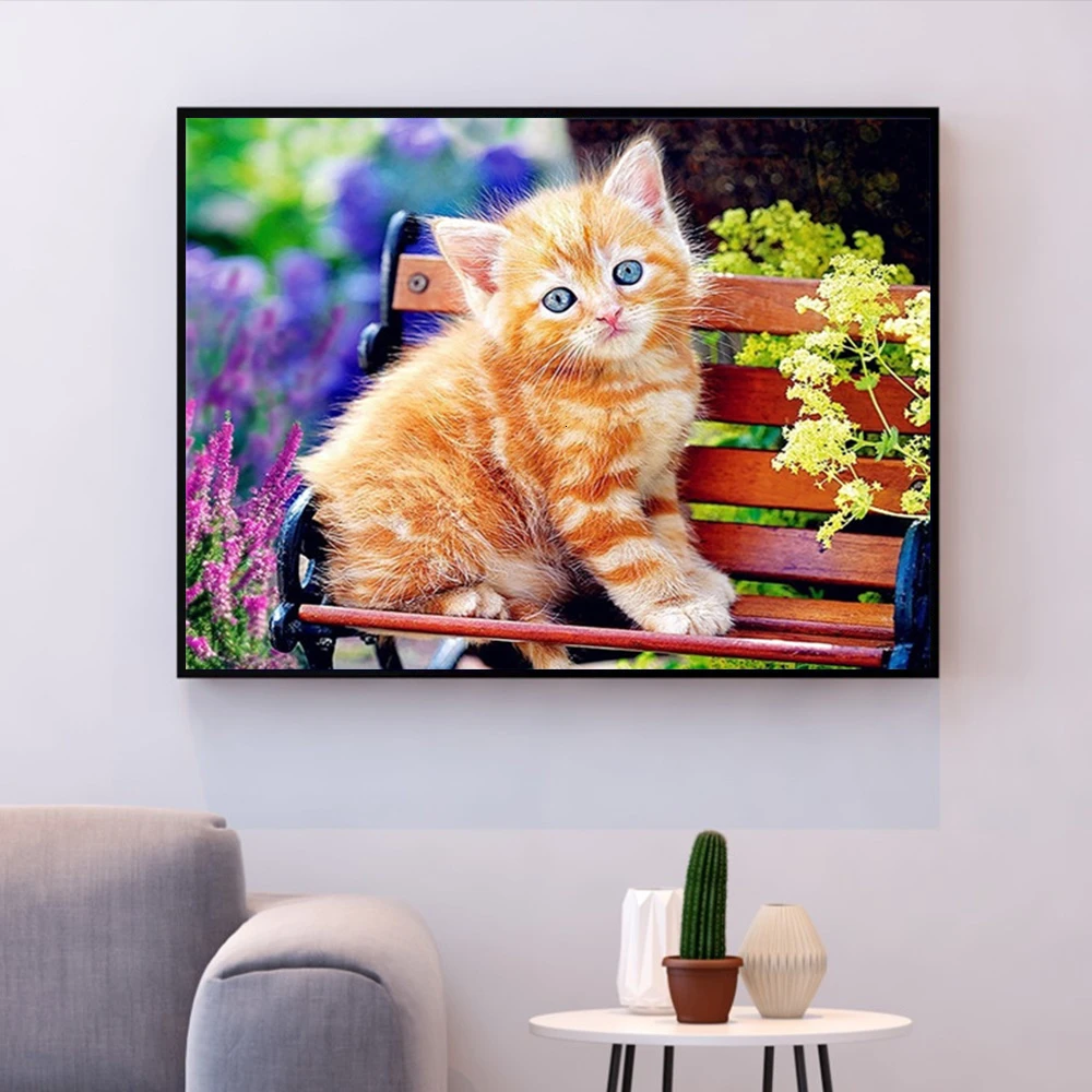 HUACAN картина по номерам животное масляная краска ing Cat комплект акриловая краска на холсте настенная художественная ручная краска ed домашний декор DIY подарок
