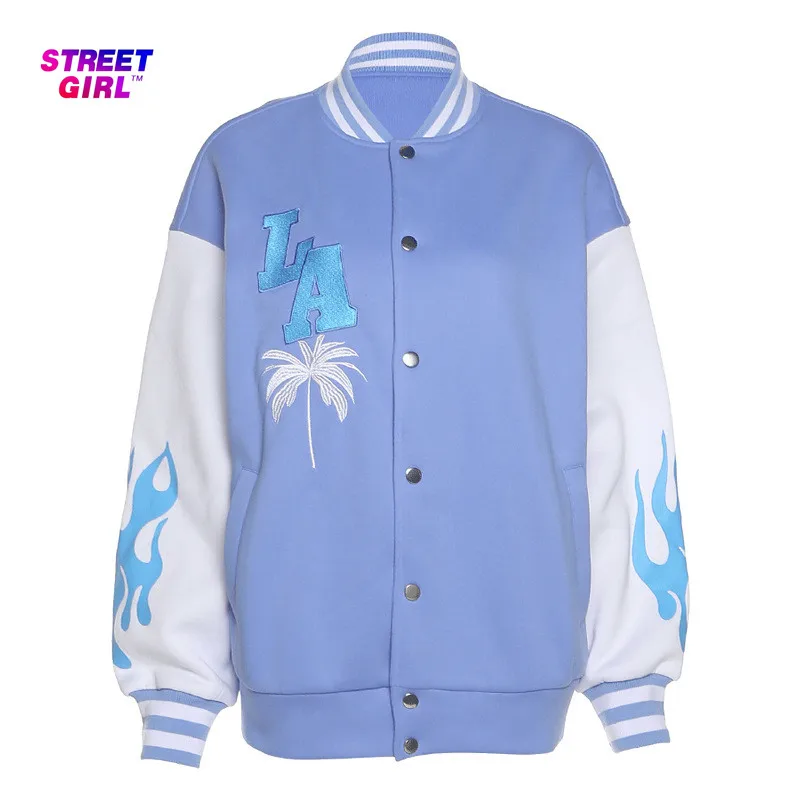 

Женская куртка в европейском и американском стиле, модная Свободная Повседневная бейсбольная форма с контрастной вышивкой