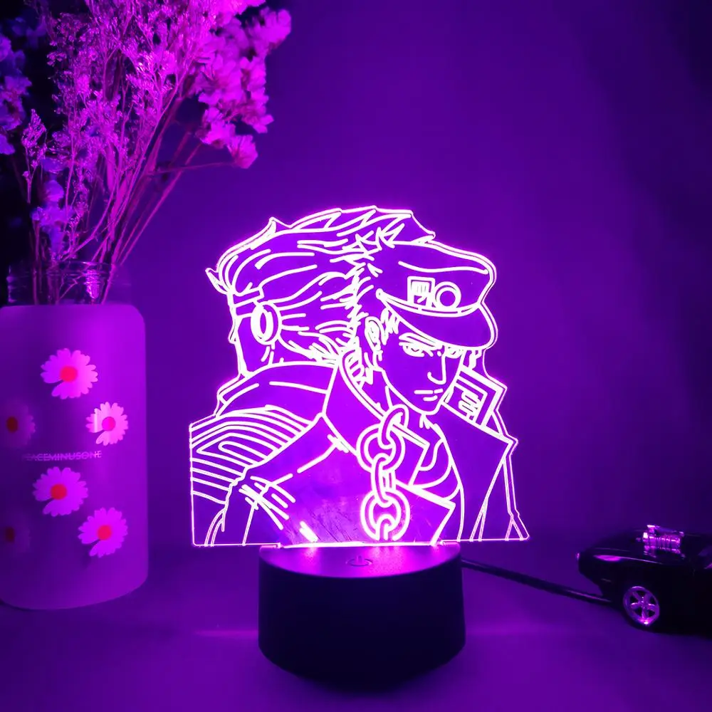 3D Anime Lamp JoJo's Bizarre Adventure JoJo Silhouette Laser Engraved Upward Lighting Novelty Gift Night Lights Bedroom Decor