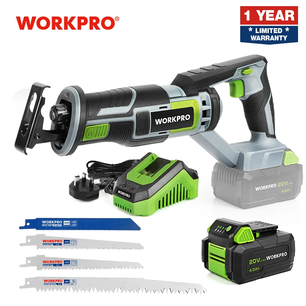 

WORKPRO Reciprocating Saw Electric Saw for Metal Wood Cutting DIY Power Tools with Saw Blades