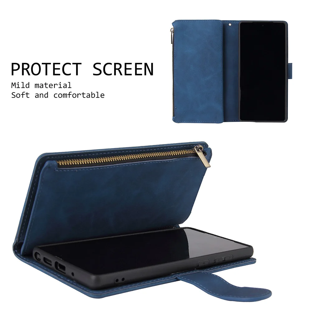 

High Grade Flip Leather Wallet Case Phone Flip Cover PU Zipper Protective Cover With Card Holder Compatible With Samsung Note20