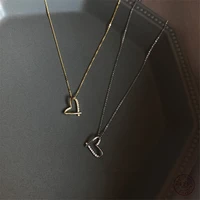 925 sterling silver simple line heart pendant 14k gold plating clavicle chain necklace for women fashion girlfriend jewelry gift