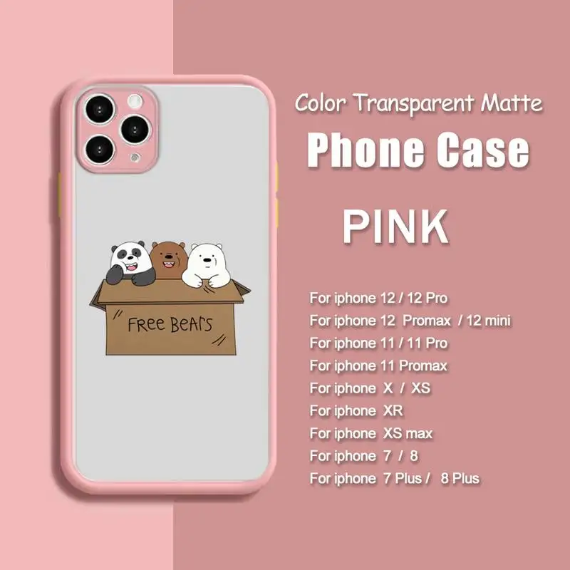 

We Bare Ice Bear Pandas Phone Case For IPhone 12 11 Pro Max X XR XS Max 7 8 Plus Candy Color Cover Case