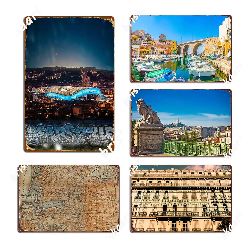 Металлические знаки Марсельского города Клубная вечеринка винтажная барная