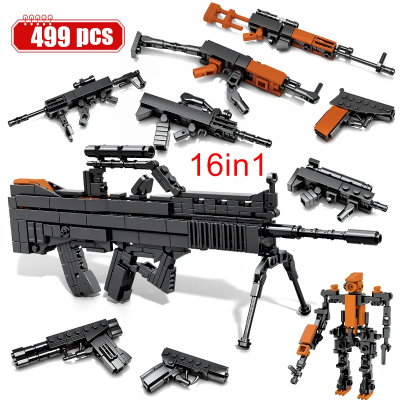 

499 шт., Детский конструктор «городской военный пистолет»