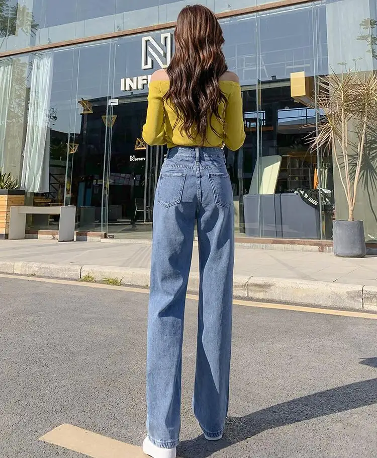 

2020 Woman Jeans High Waist Clothes Wide Leg Denim Clothing Blue Streetwear Vintage Quality Fashion Harajuku Straight Pants