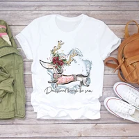 cute unicorn antler dog christmas t shirt pocket unicorn t shirt women clothes female clothing short sleeve t shirts 90s tops