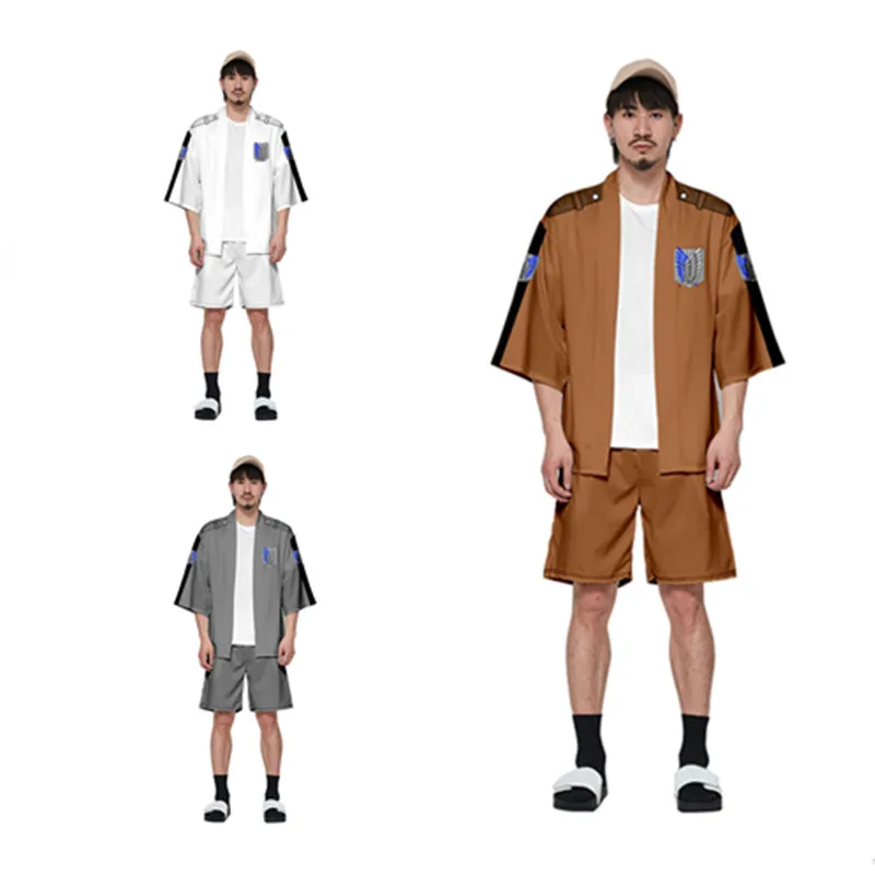 

Костюм для косплея «атака на гигантского», плащ, рубашка, шорты, комплект