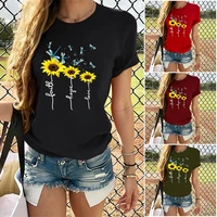 faith hope love sunflower print t shirt women short sleeve o neck loose tshirt summer women tee shirt tops camisetas mujer