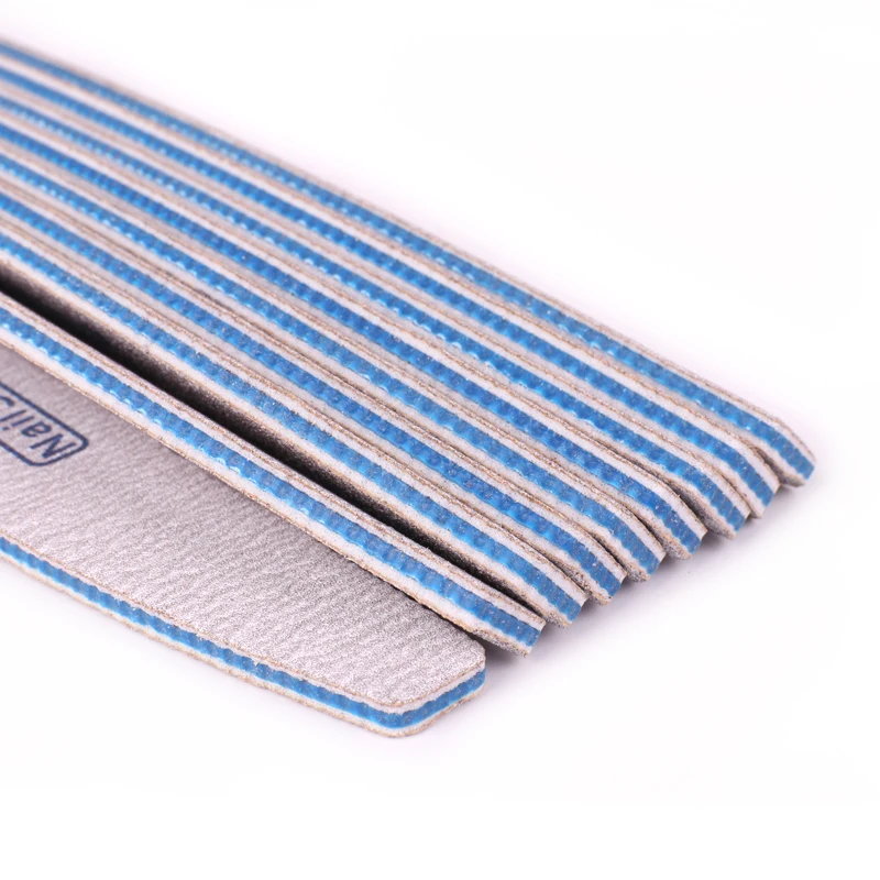 100Pcs Strong Sanpaper Nail Files 100/180 Lima Buffer Block Grey Boat Sanding Manicure Curved Double Sided Emery Board File | Красота и