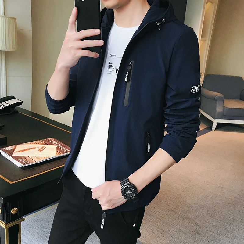 

2020 New Fashion Jacket Men Hooded Casual Jacket Spring Autumn Men Outwear Zipper Pocket Slim Fit Men's Clothing Brand SIZE 4XL