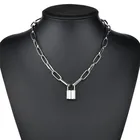 Массивное ожерелье LETAPI в стиле панк для женщин, простое ожерелье с подвеской в виде висячего замка, хип-хоп, модное колье с замком для женщин, цвет золотосеребро