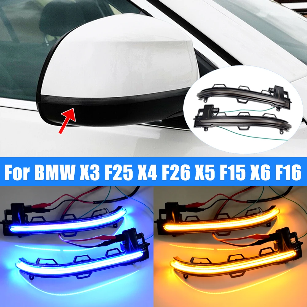 

LED Dynamic Turn Signal Light Flowing Water Blinker Flashing Light For BMW X3 X4 X5 X6 F25 LCI F26 F15 F16 2014 2015 2016-2018