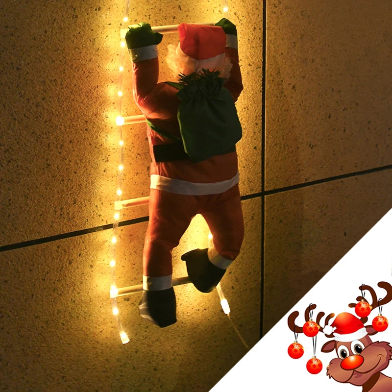

Новинка 2022, Большая 60 см подвесная кукла с лестницей Санта-Клауса, украшения для рождественской елки, Рождественское украшение, Новогодние ...