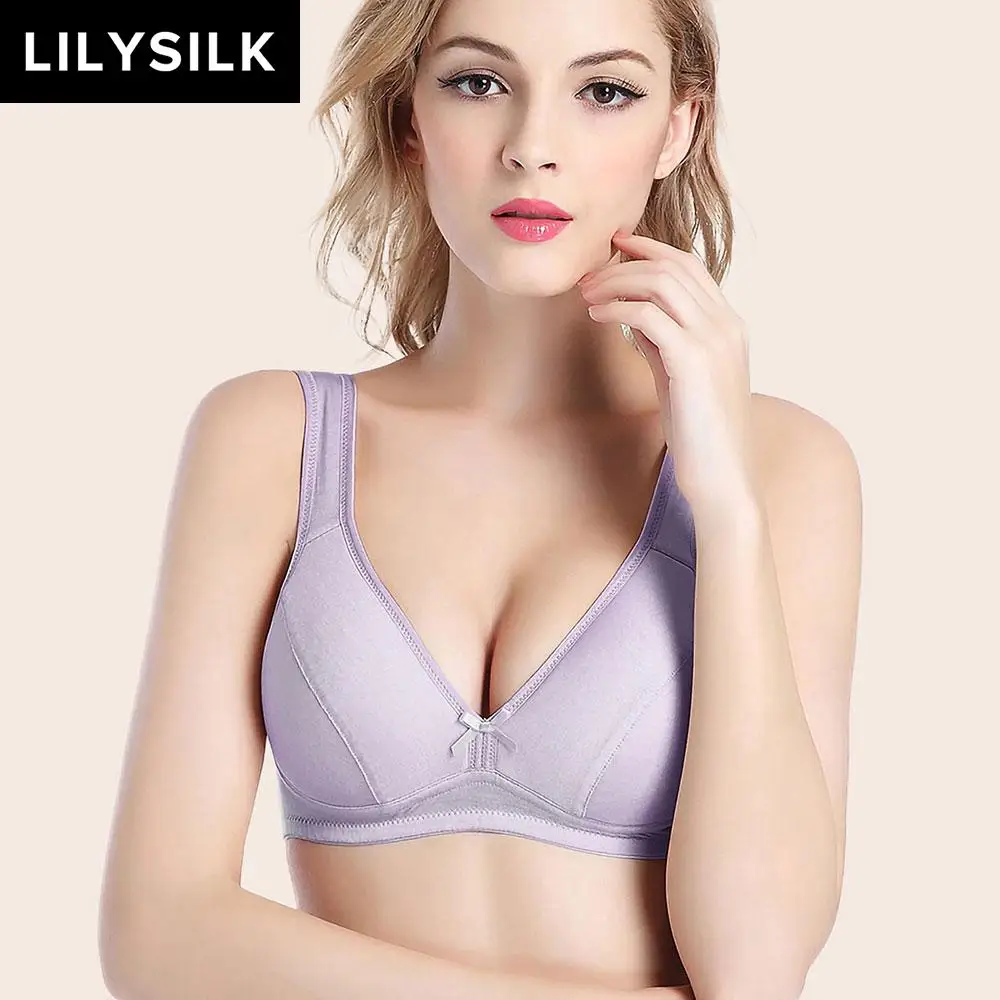 LilySilk милый легкий вязаный Шелковый бюстгальтер с бантом для женщин Бесплатная