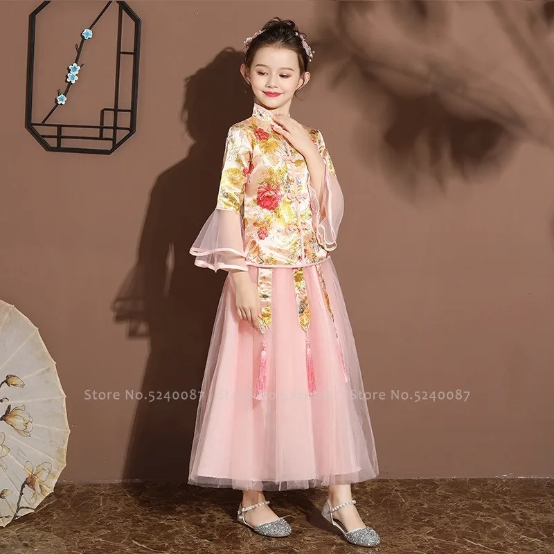 Традиционное китайское Ципао для девочек костюм ханьфу Тан сказочное платье