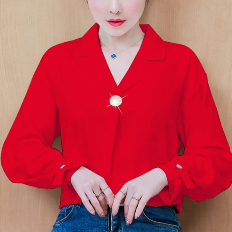 

Womens Tops And Blouses V-neck Chiffon Blouse Shirt Women Tops Clothes Blusas Mujer De Moda 2021 Long Sleeve Blouse Women C743