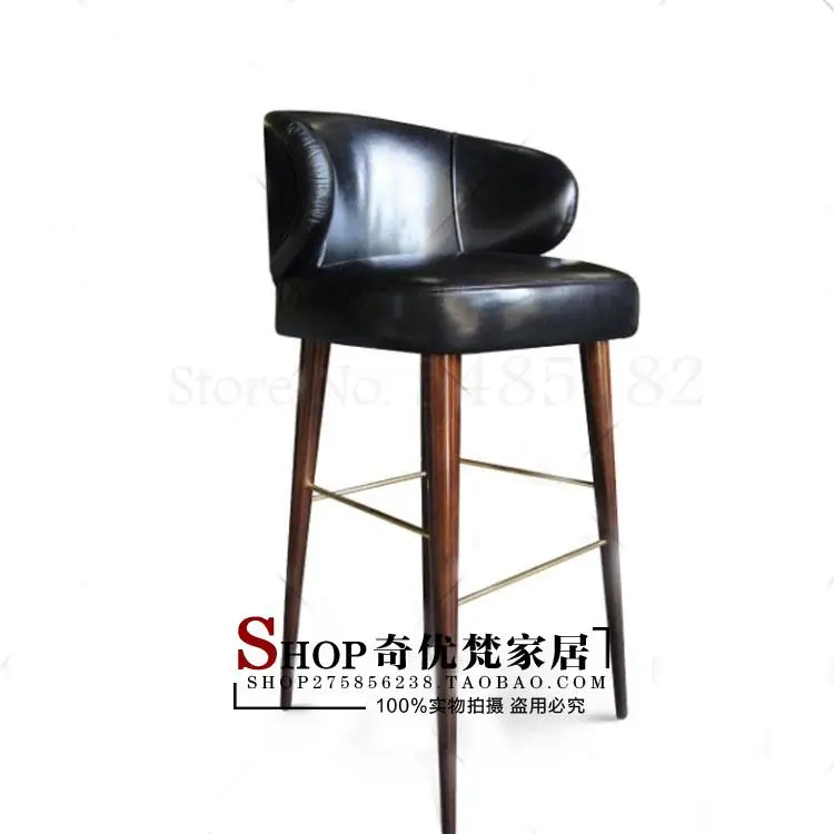 Американский барный стул из массива дерева ткань высокий nordic светильник