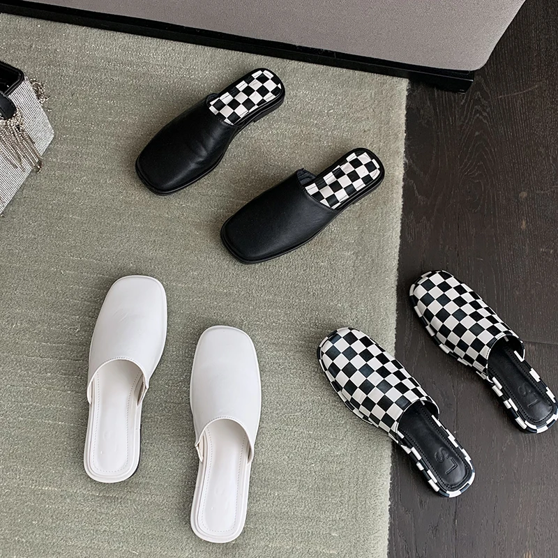 

Туфли женские без застежки, повседневные шлепанцы, круглый носок, без каблука, сланцы, элегантные, черные, белые, Размеры 35-39