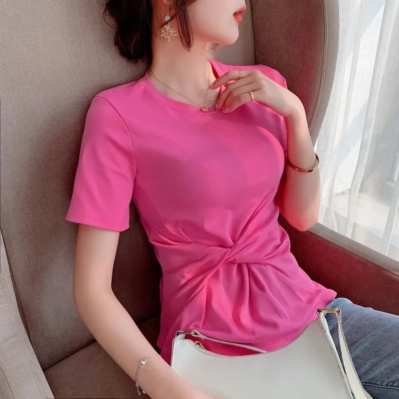 

2021 Summer pink Fashion T Shirt Women Woman Tshirt