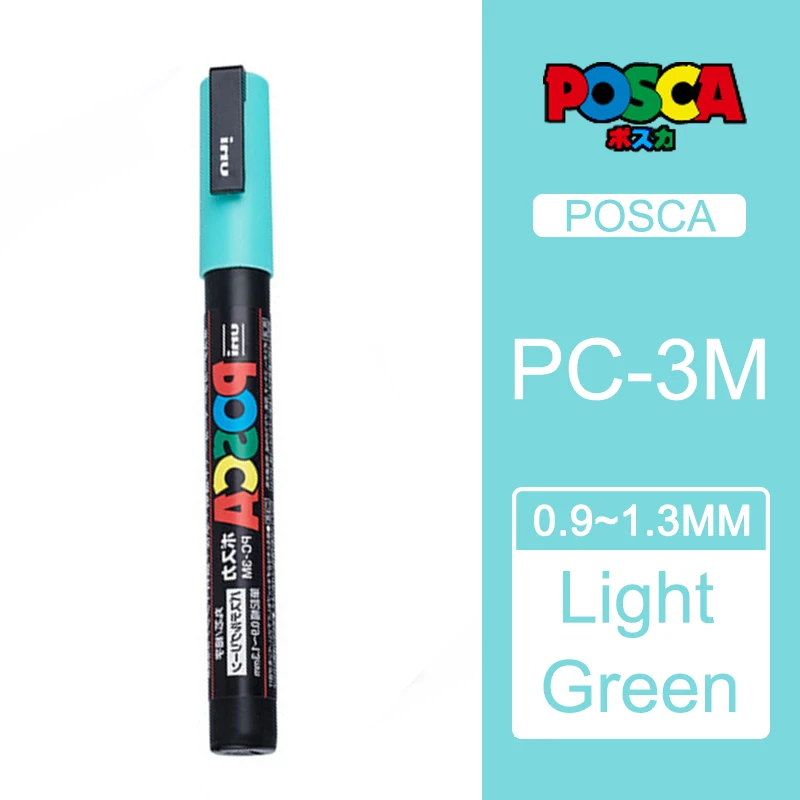 1 шт., одношариковые, Posca, PC-3M, средние маркерные ручки, постер, рекламная ручка, ФНЕ, слово, водяной знак - Цвет: Light green