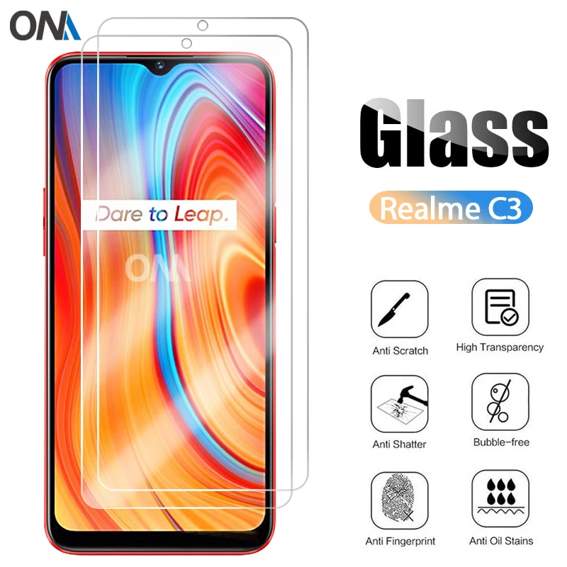 2 шт. закаленное стекло Realme C3 для OPPO защита экрана 9H Защитная пленка|Защитные