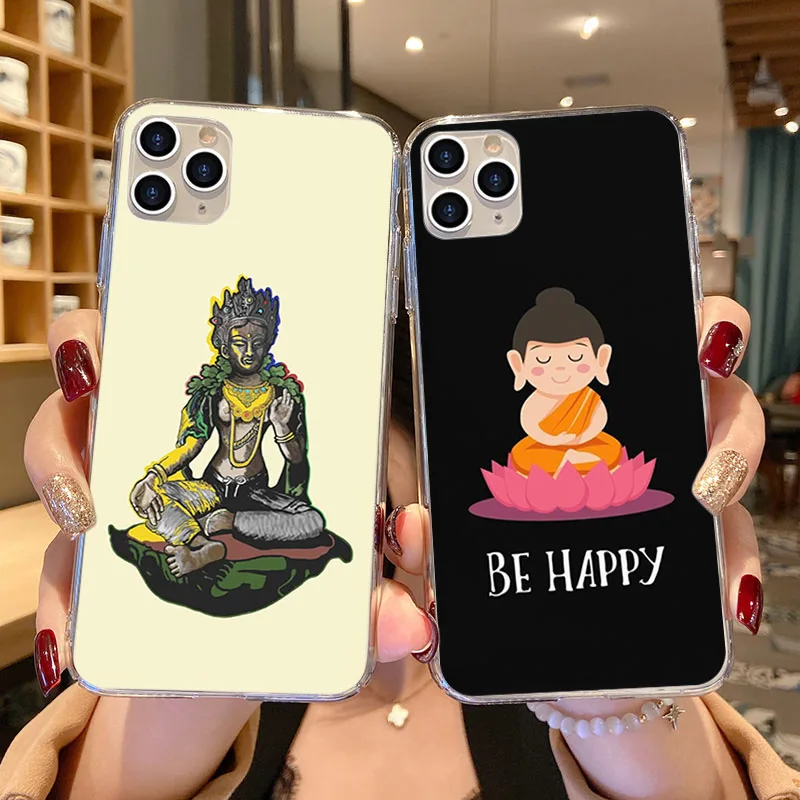 Buddha Mandala Art Phone Case for Apple iPhone 12 13 11 Pro Max XSMax XS X XR 7 8 Plus SE2020 Transparent Soft TPU Cases Cover