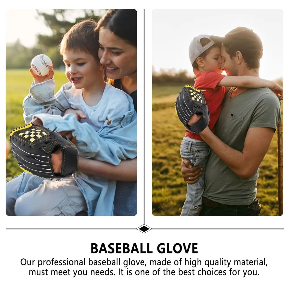 

1Pc Baseball Glove Softball Sports Glove Protective Glove (Yellow Black)