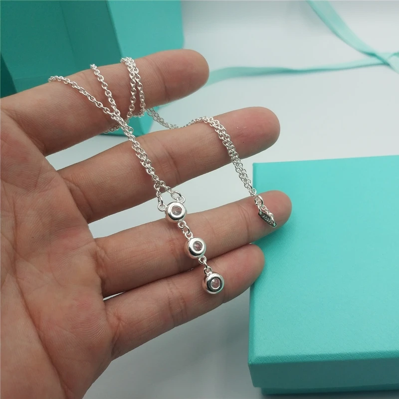 

Classical charm Three Zircons Pendant Necklaces S925 Sterling Silver Luxury brands Jewelry Wholesale Valentine Gift