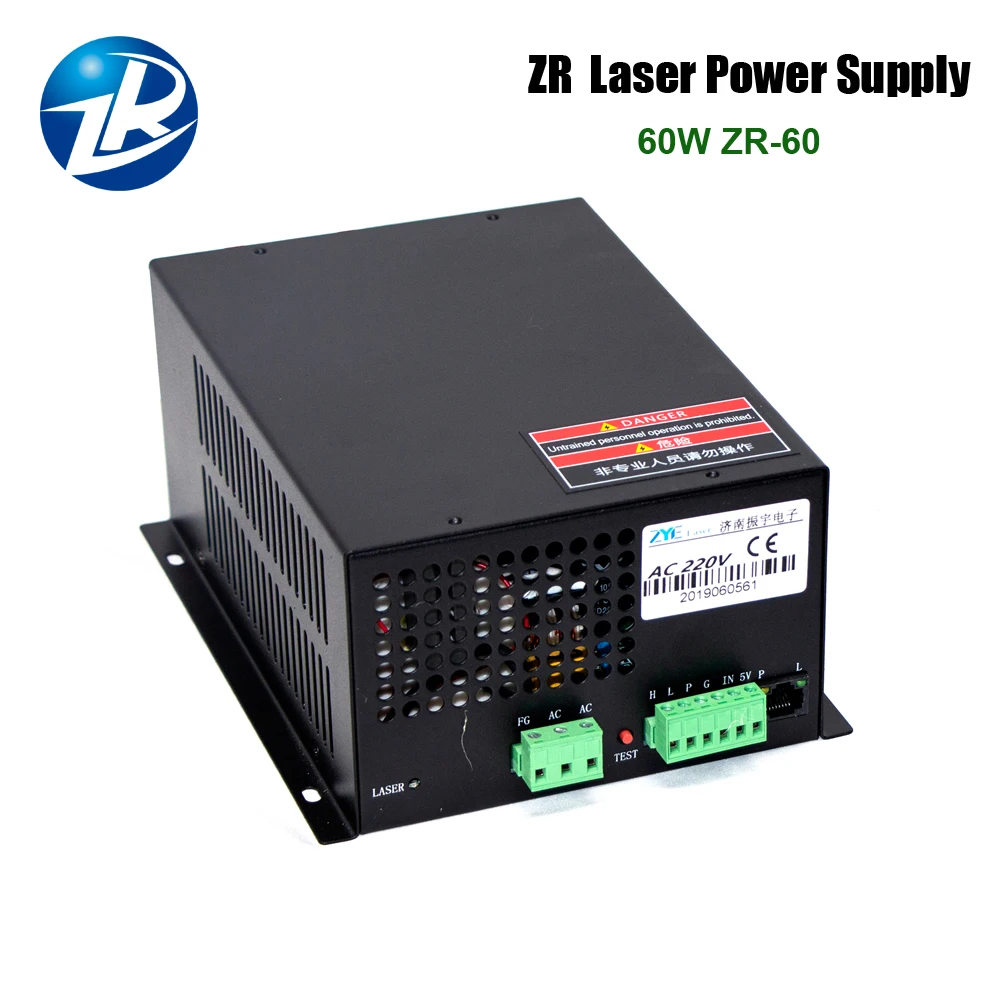 Zurong 60 Вт CO2 лазерный Питание ZR-60 MYJG 110V/220V для лазерную трубку высокого