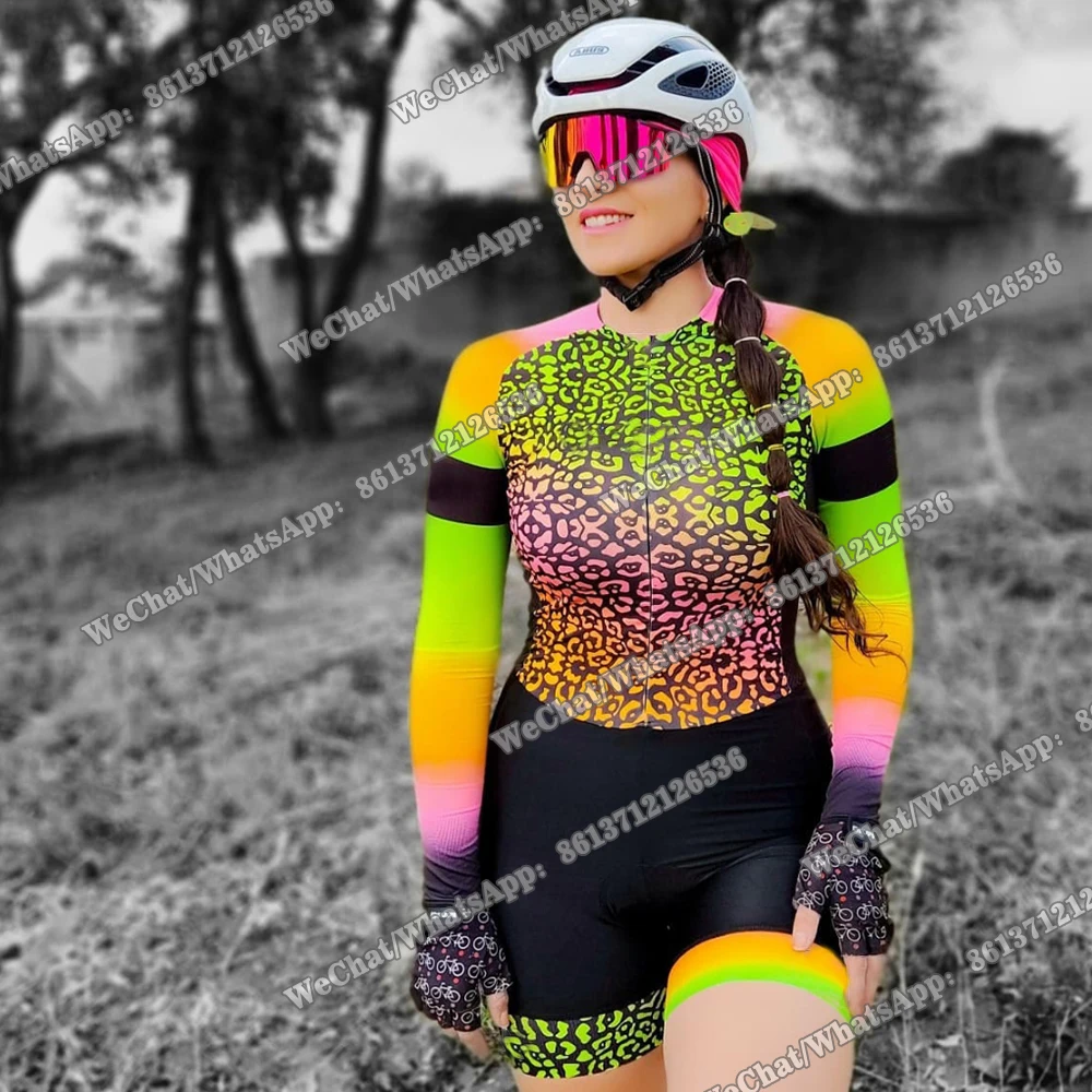 

Women's Pro Cycling Triathlon Clothes Long Sleeve Bike Jumpsuits MTB Racing Cycling Shirts Set Maillot Ciclismo Bicycle Skinsuit