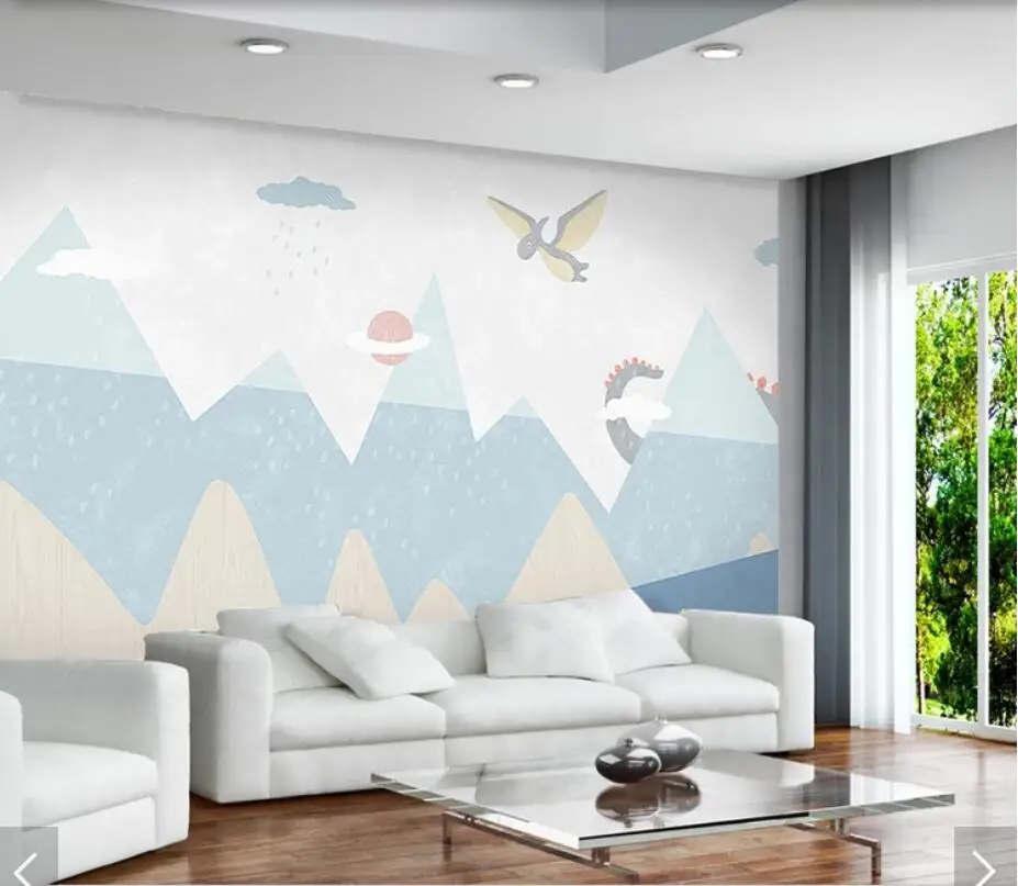 Ручная роспись коробки обои с динозаврами росписи детская Спальня стены рулона