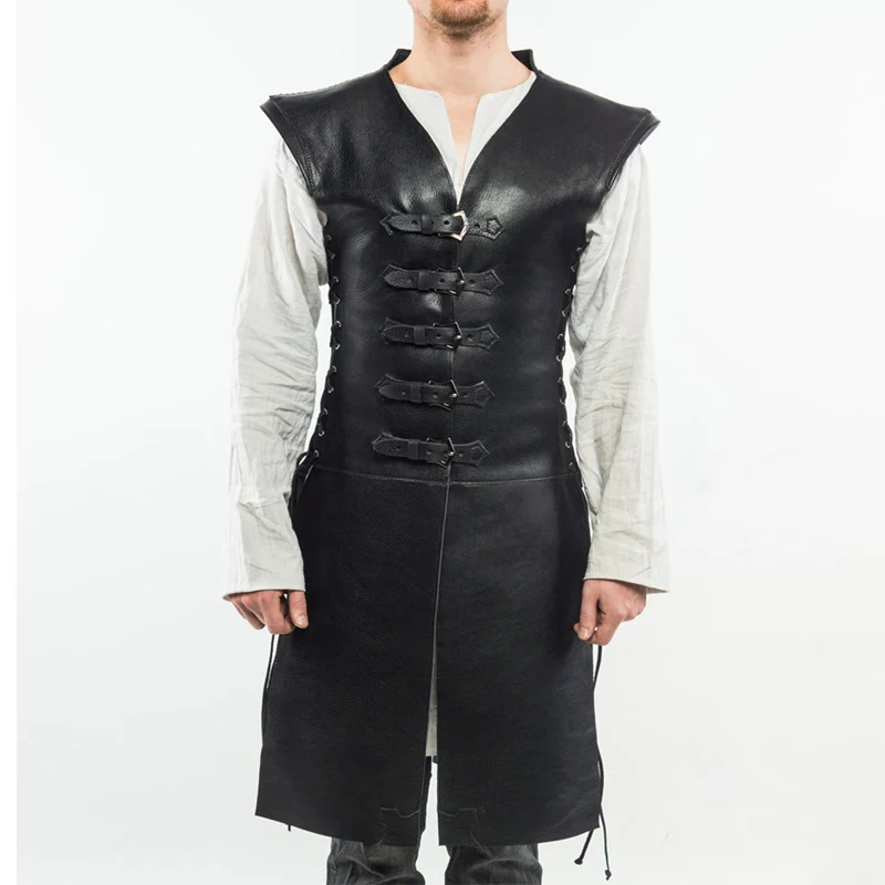 Средневековый стимпанк кожа Jerkin Surcoat Norse Dane Ranger Saxon Наёмник Ветеран костюм LARP