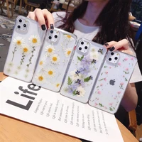 real preserved fresh flowers clear case for coque iphone 11 12 pro x xs max xr 6s 7 8 plus phone cases soft tpu back cover funda