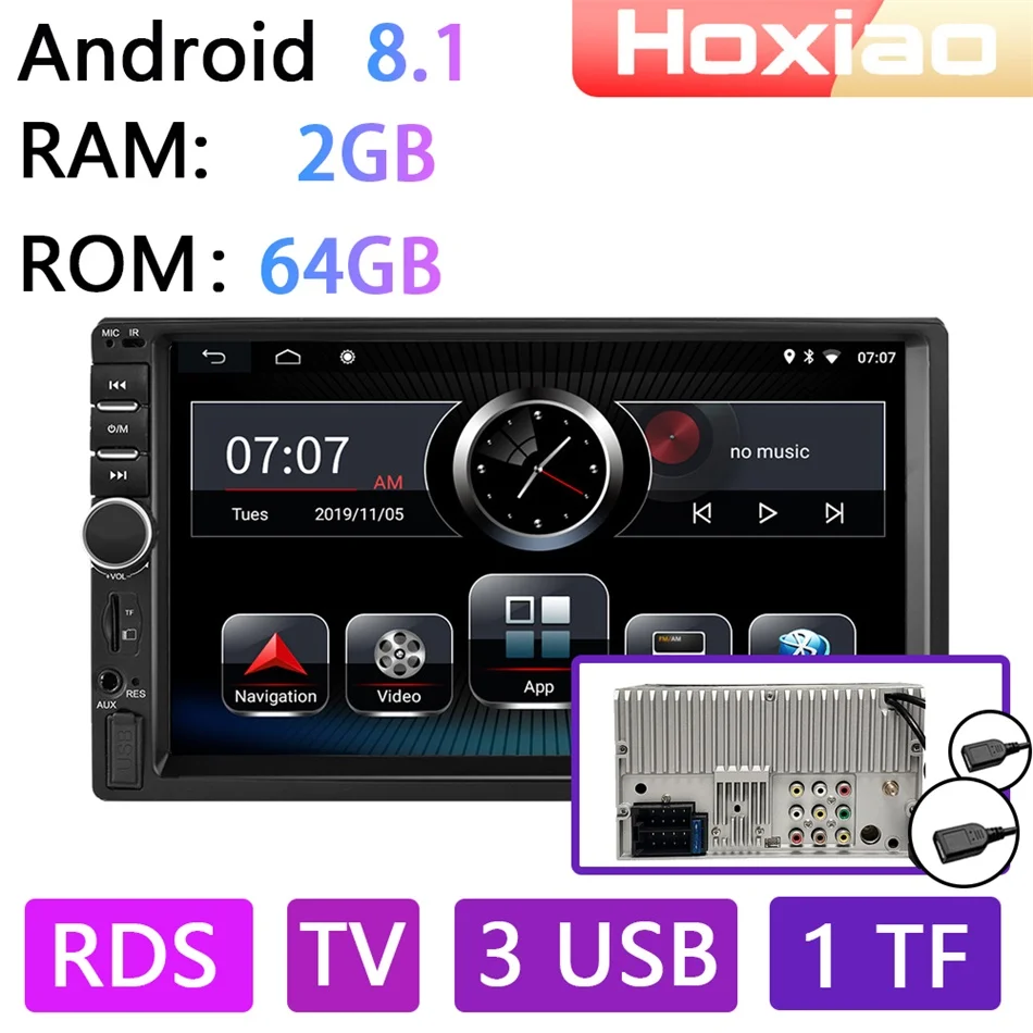 Автомагнитола 2 DIN с GPS навигацией Android 8 1 ОЗУ Гб ПЗУ 16 ГБ 32 64 Wi Fi FM RDS