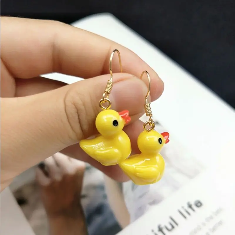 Super Cute Mini Yellow Duck Drop Dangle Earrings No Piercing Small Animals Clip On For Kid Fashion Jewelry | Украшения и