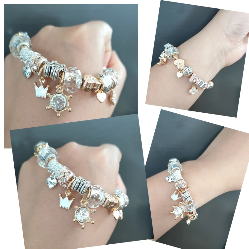 Браслет ANNAPAER с подвесками в виде сердца модный браслет сделай сам кристаллами