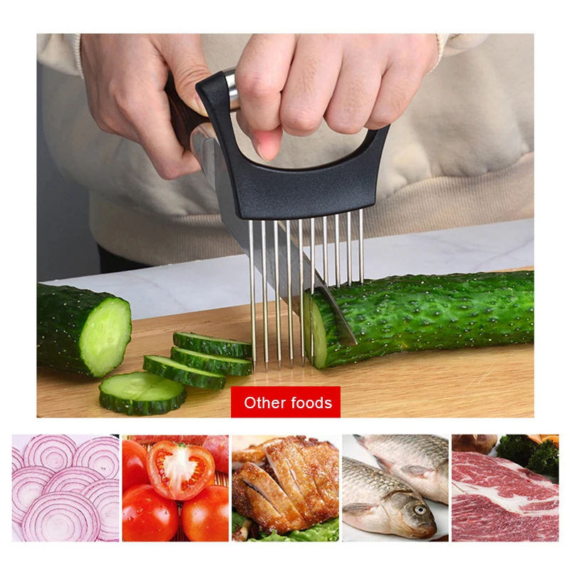 Нержавеющая сталь резчик лука вилка для фрукты овощи Slicer Резак томатов Ножи