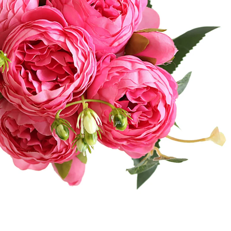 1 букет из 9 розовых шелковых цветов искусственные цветы Осенний Искусственный