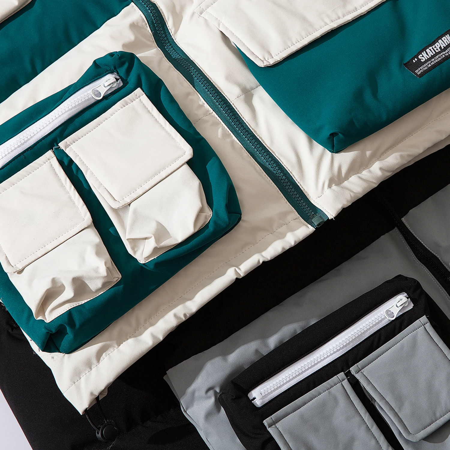 Aelfric Eden хип хоп Лоскутная Мужская Толстая парка с несколькими карманами