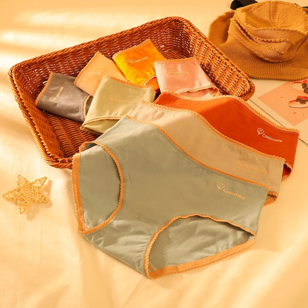 

Female Mid-waist Lady Underwear Sexy Underpants Women Simple Panties Soild Color Skin- Friendly Antibacterial Breathable Briefs