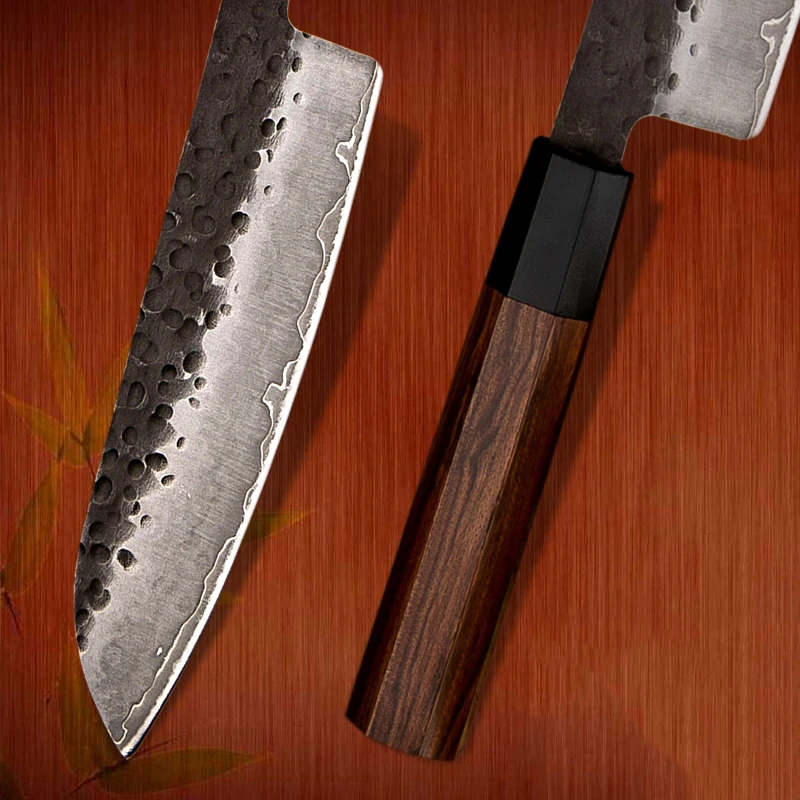 Santoku нож 7 дюймов ручной работы кухонные ножи японские 3-слойные AUS10